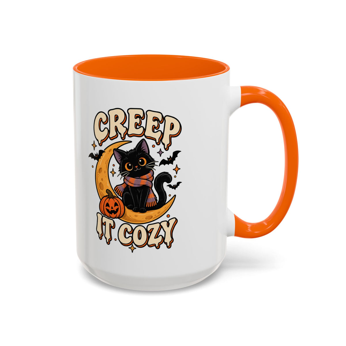 Creepy It Cozy Black Cat Halloween Accent Coffee Mug (11/15oz)