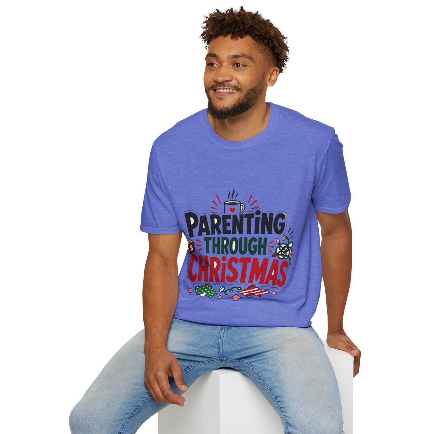 Parenting Through Christmas T-Shirt — Funny Holiday Mom Dad Tee
