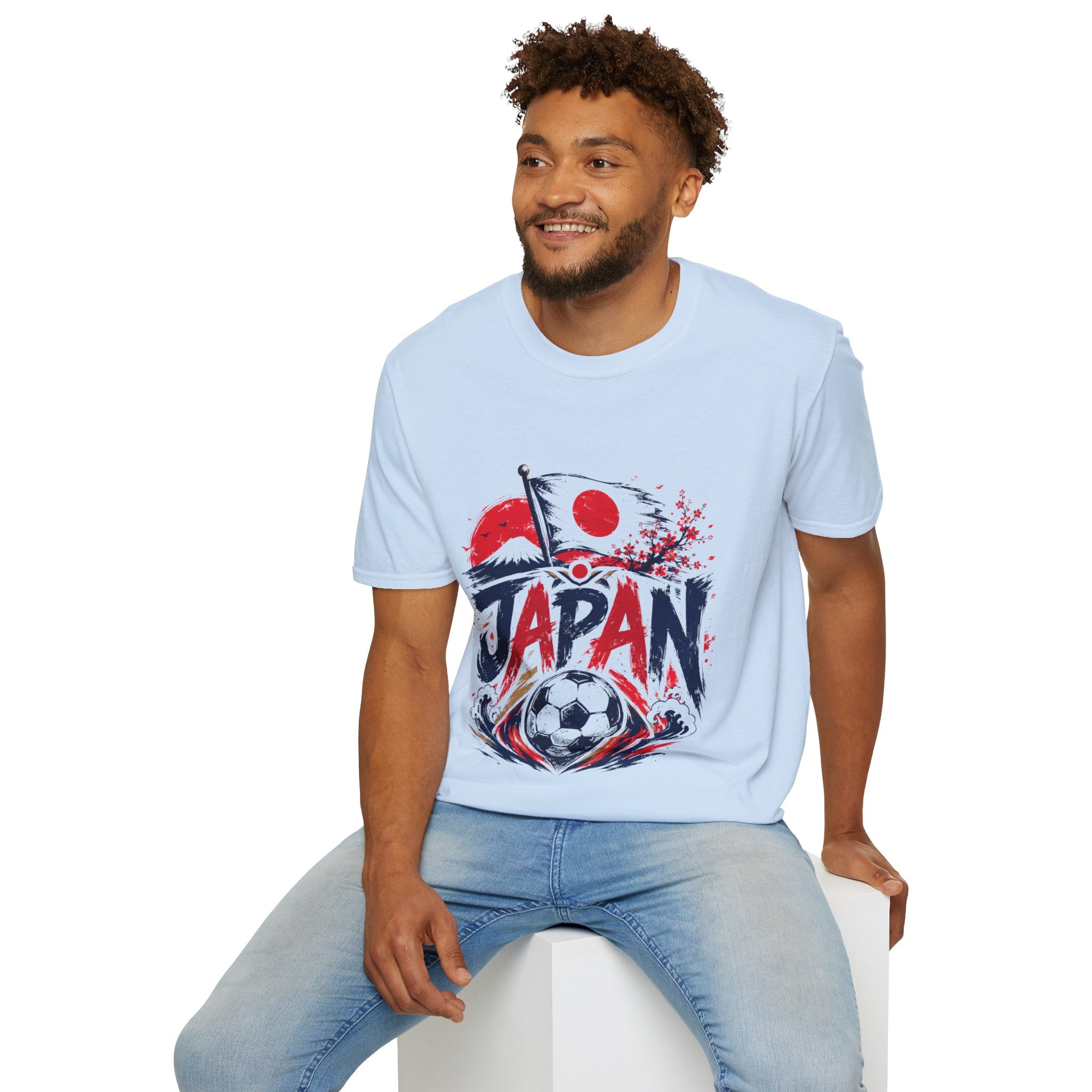 Japan Soccer T-Shirt — Japanese Flag & Cherry Blossom Football Graphic