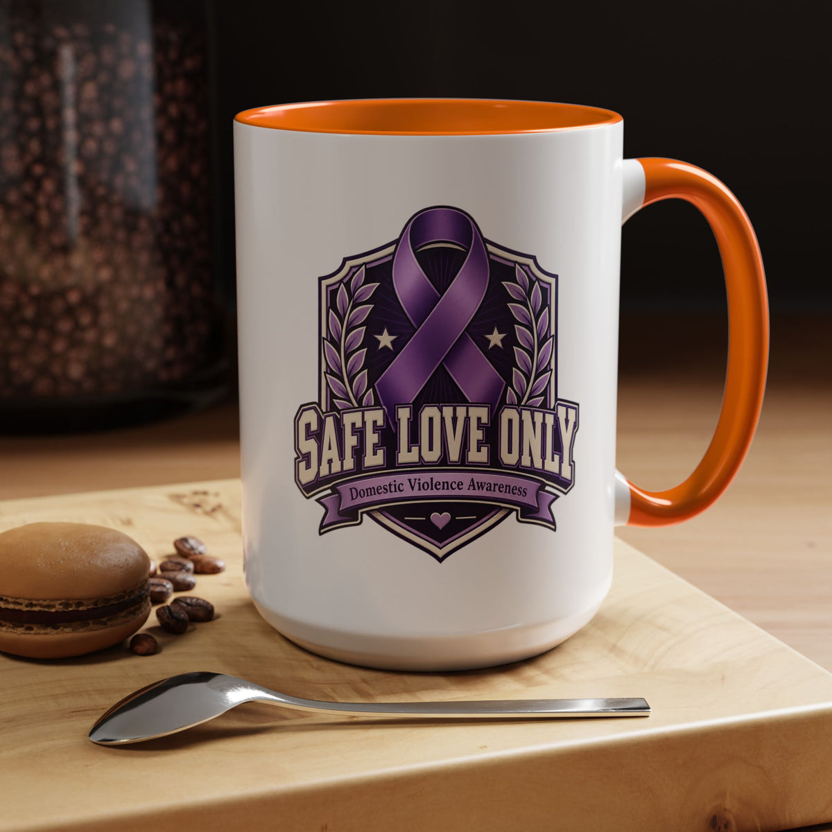 Coffee Mug — "Safe Love Only" Domestic Violence Awareness (Purple Ribbon)