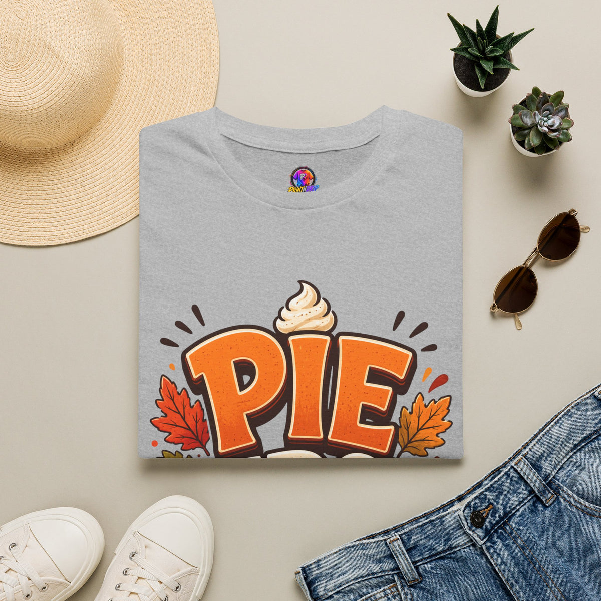 Thanksgiving T-Shirt Pie First T-Shirt — Funny Thanksgiving Pumpkin Pie Graphic Tee