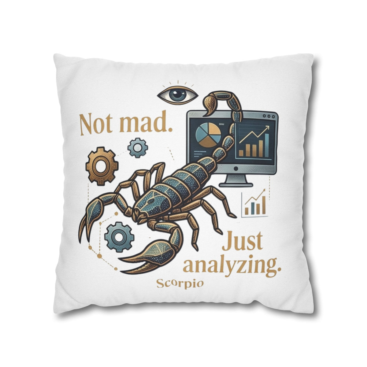 Scorpio Pillowcase - "Not Mad. Just Analyzing." Astrology Scorpion Decorative Pillow
