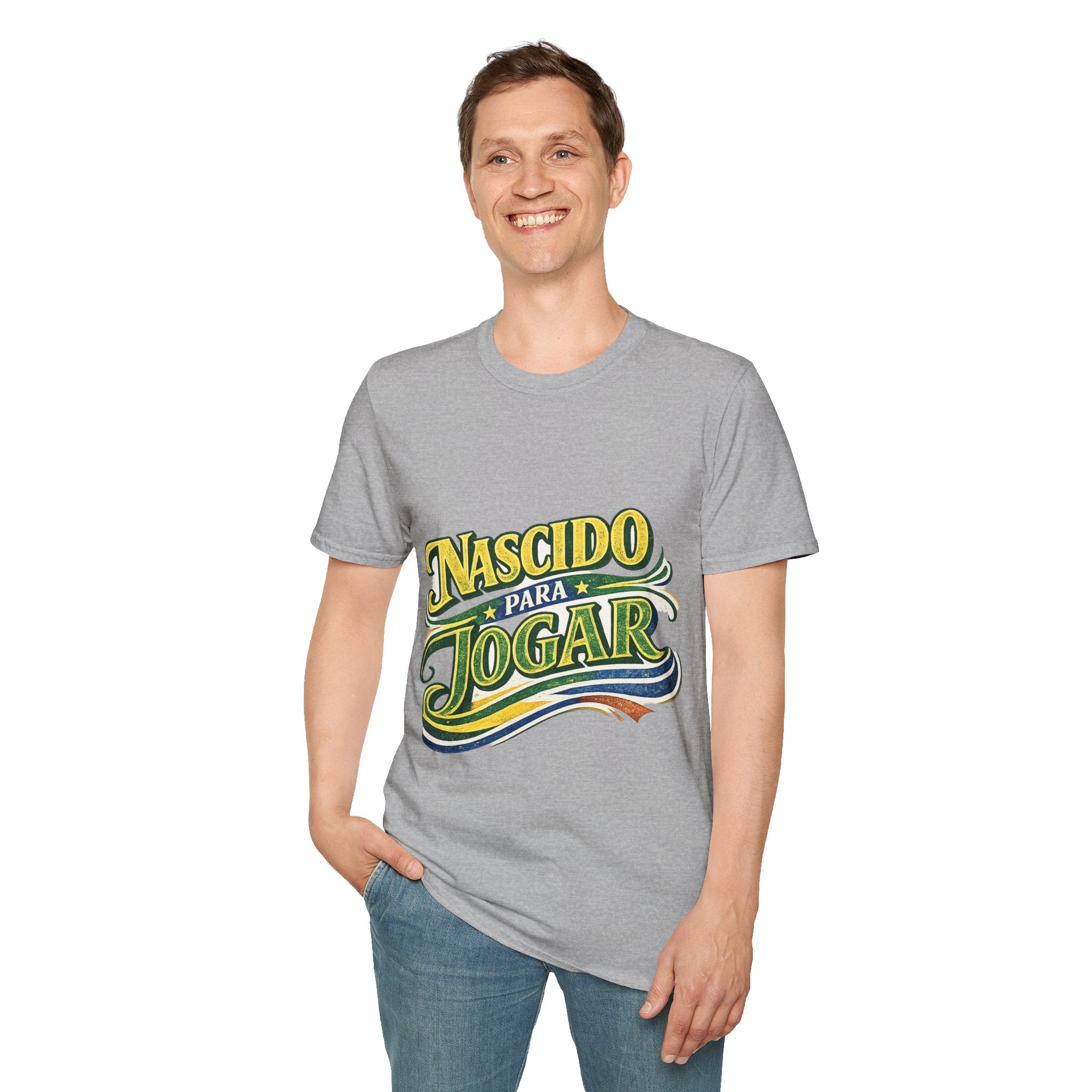 Brazil T‑Shirt — Nascido Para Jogar Vintage Brazilian Soccer Graphic Tee