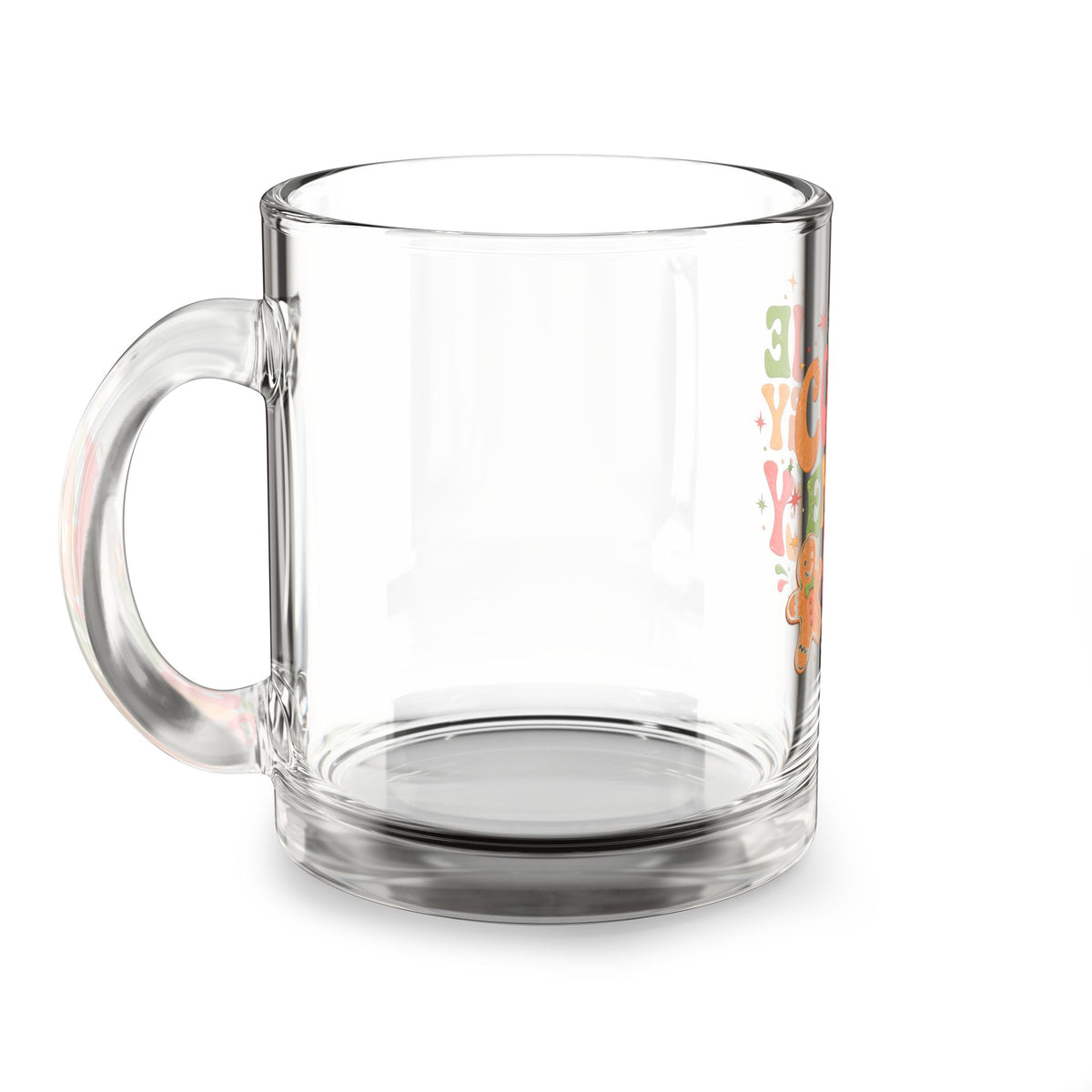 Christmas Glass Mug — "Cookie Energy Only" Holiday Gingerbread Coffee Mug