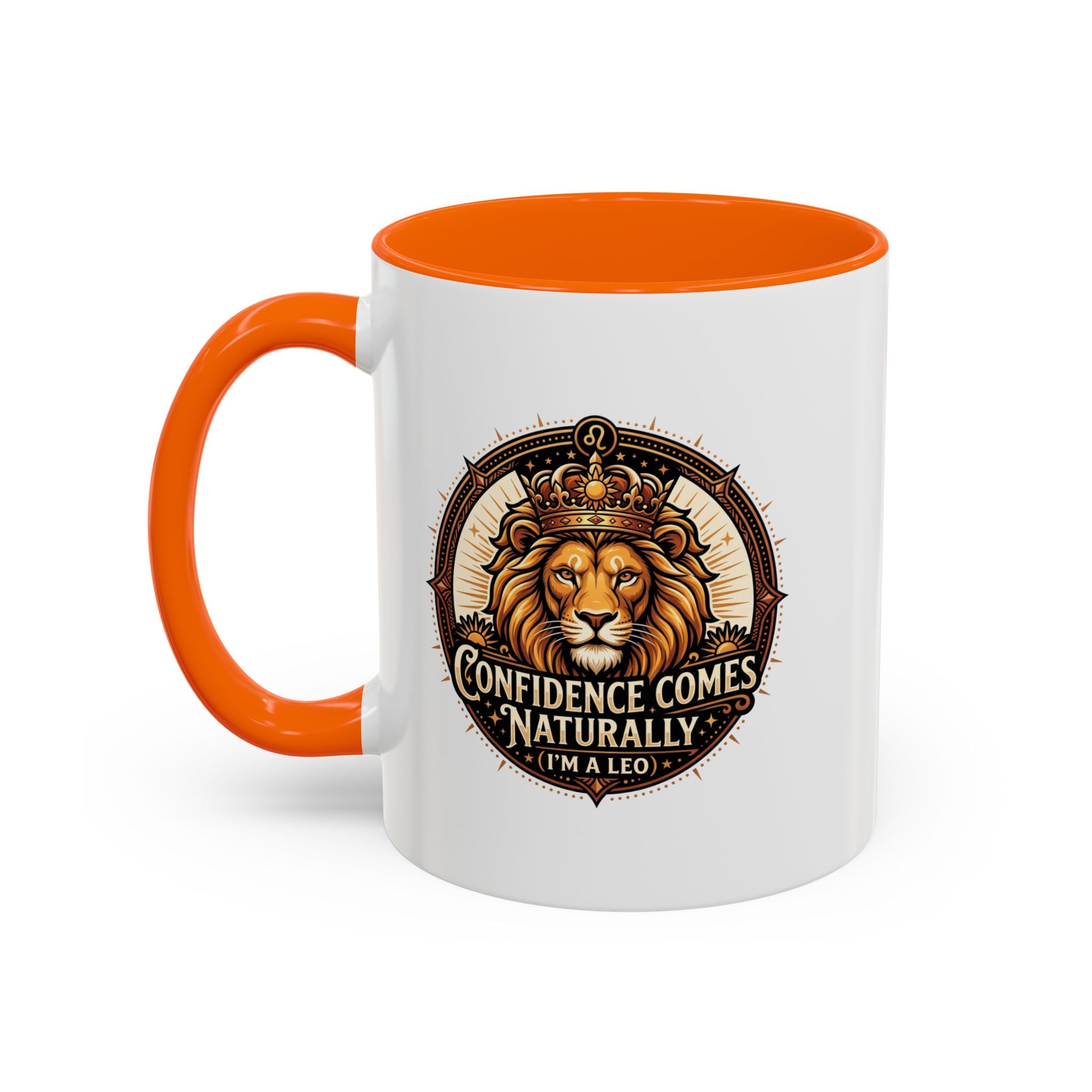 Lion Zodiac Coffee Mug - "Confidence Comes Naturally" Accent Mug (11/15oz)