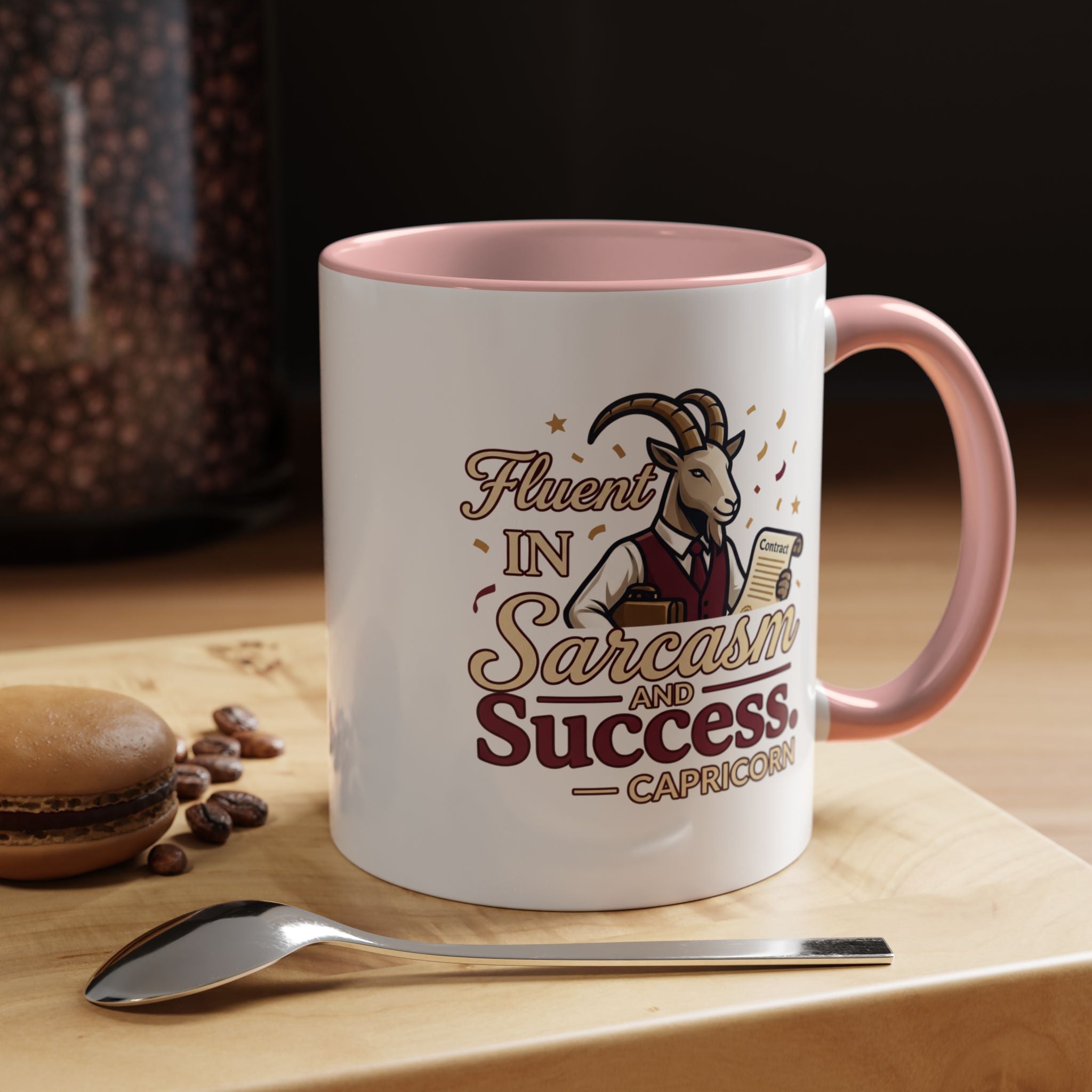 Capricorn Coffee Mug — "Fluent in Sarcasm and Success" Accent Mug