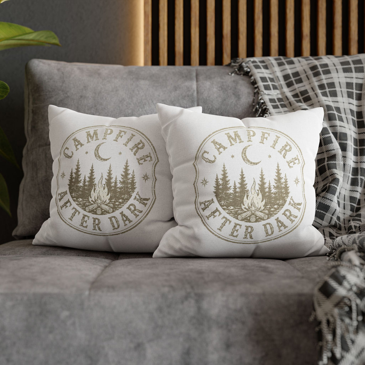 Campfire After Dark Decorative Pillowcase Milo Bailey Dog Dad Mom — Outdoor Rustic Woodland Accent