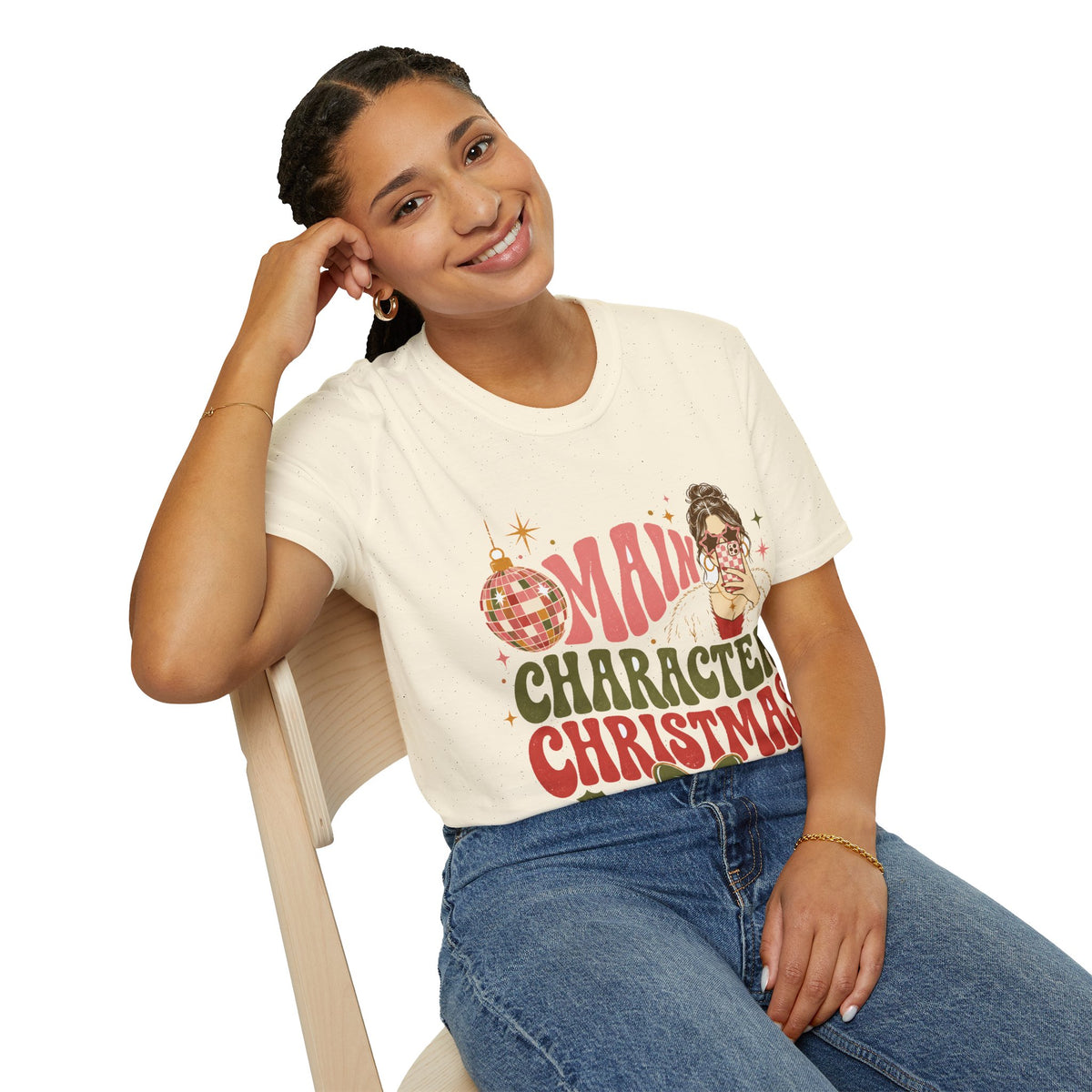 Christmas T-Shirt — "Main Character Christmas" Graphic Tee (Holiday Mom Aesthetic)