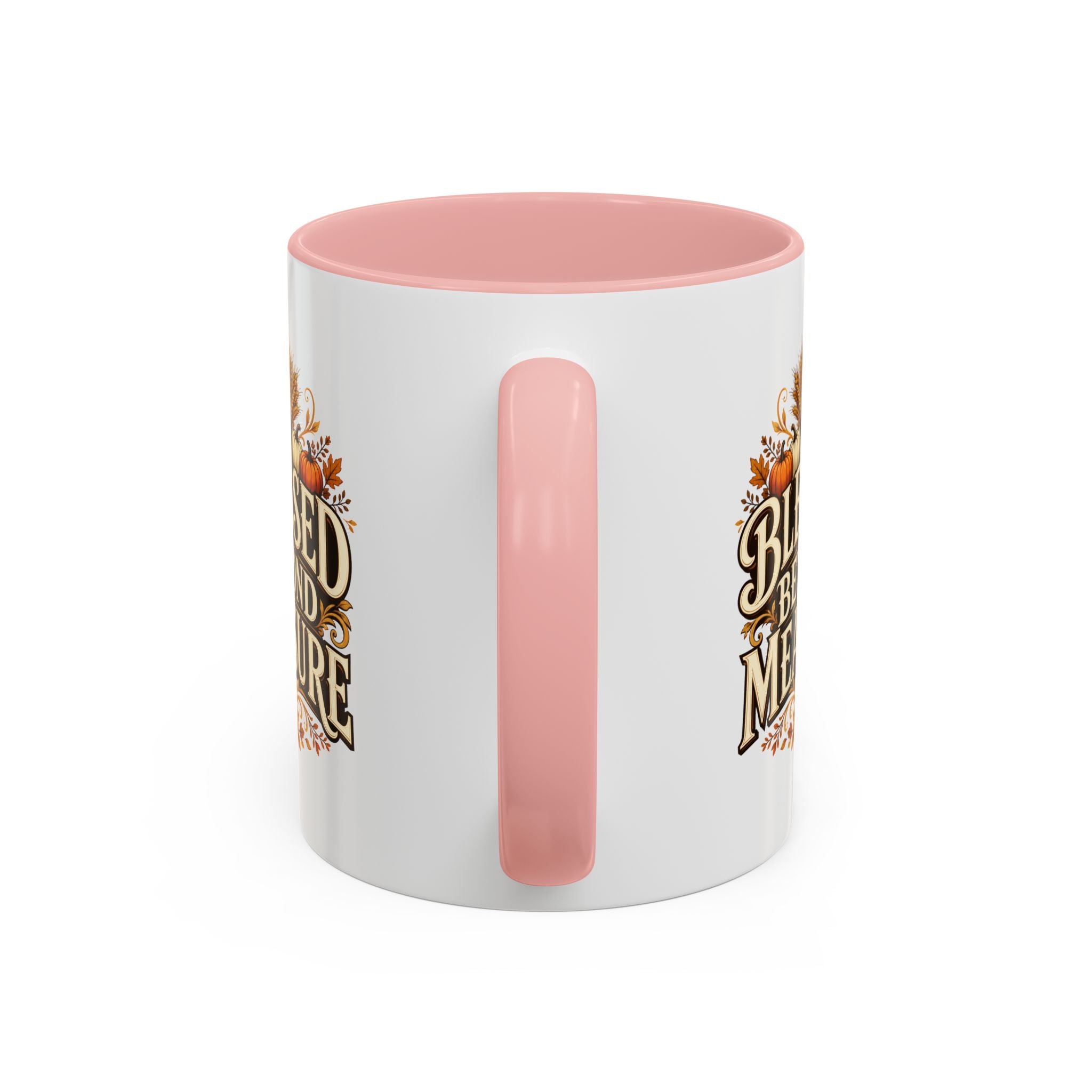 Thanksgiving Mug Blessed Beyond Measure Accent Coffee Mug — Fall Pumpkin & Wheat Autumn Faith Mug