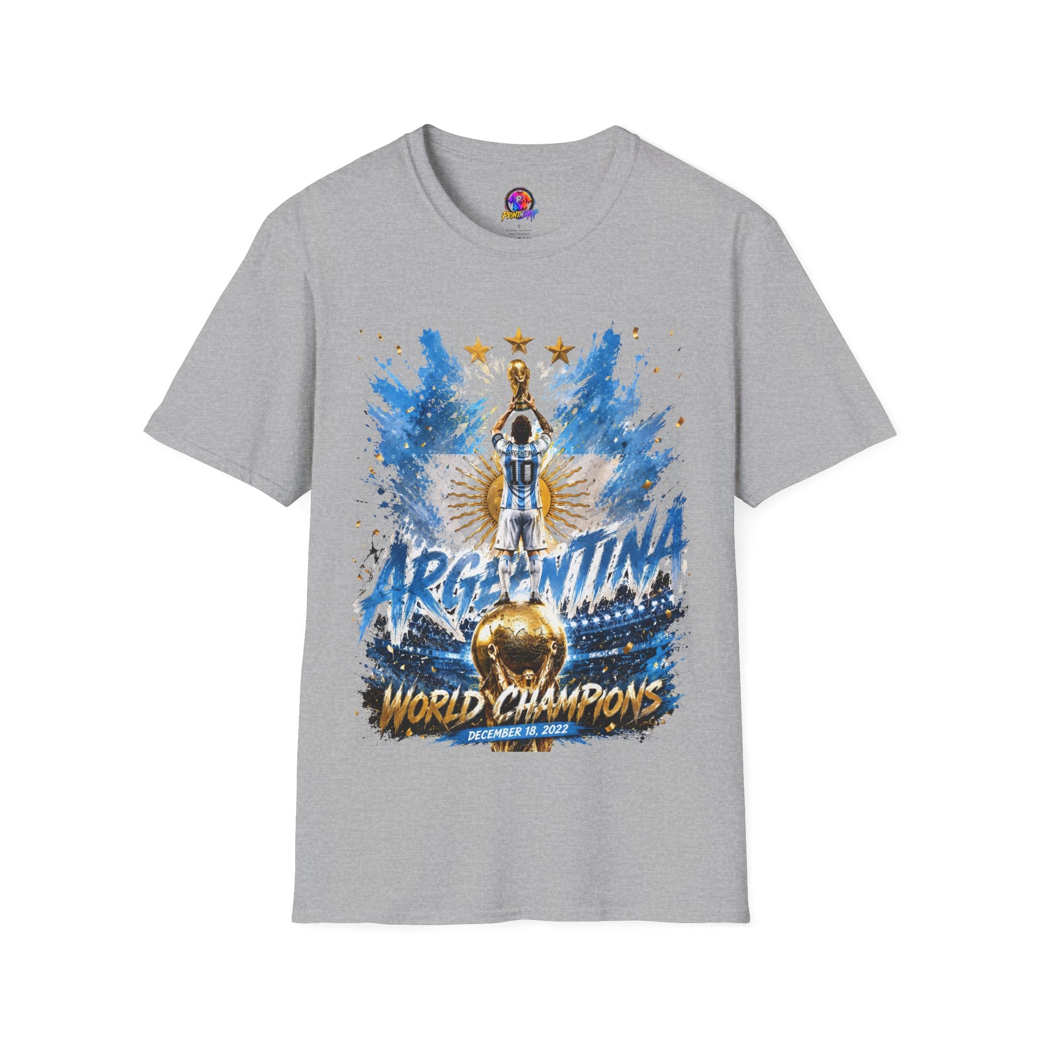Argentina World Champions T‑Shirt — Soccer World Cup 3 Stars Tribute