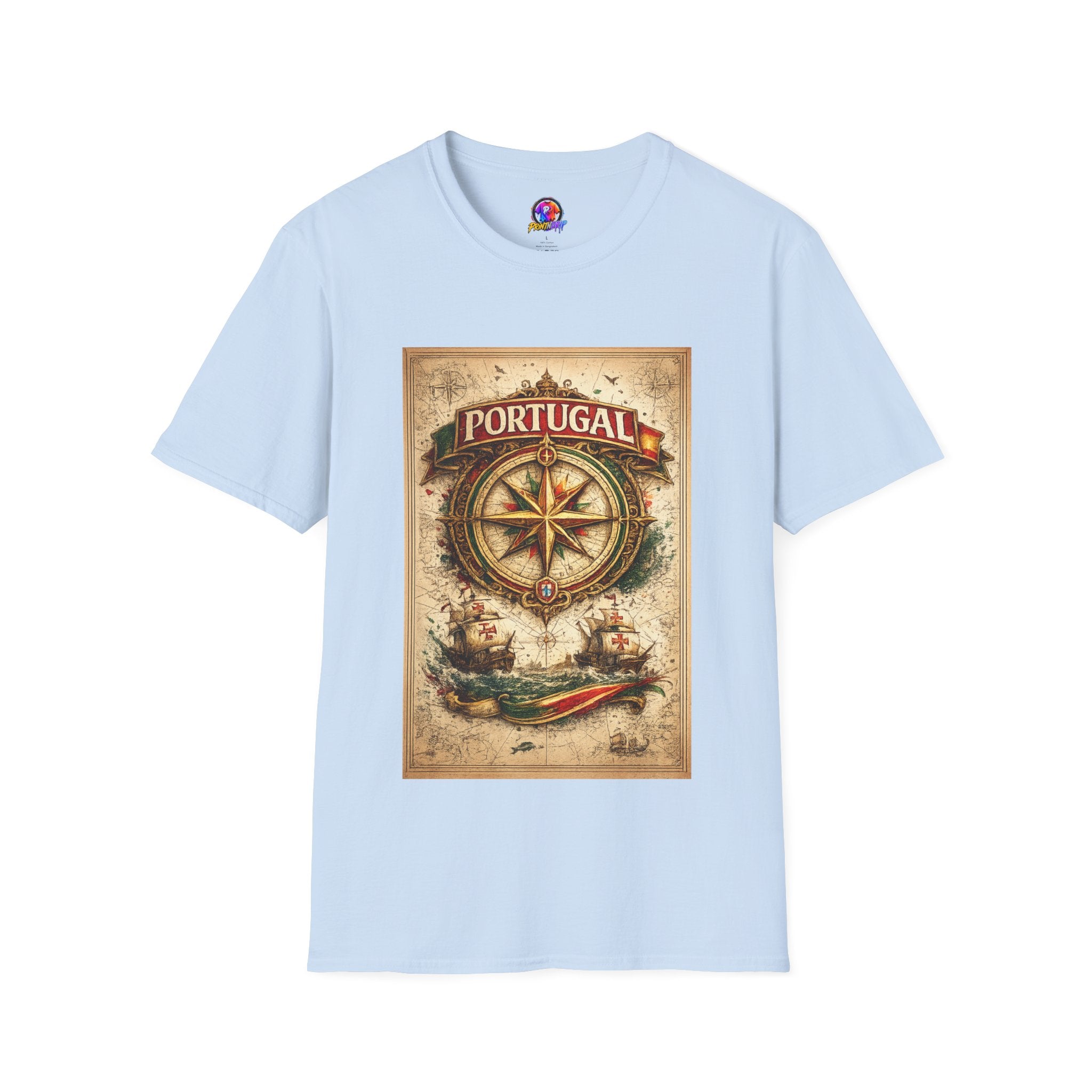 Portugal Compass T‑Shirt — Vintage Nautical Travel Tee