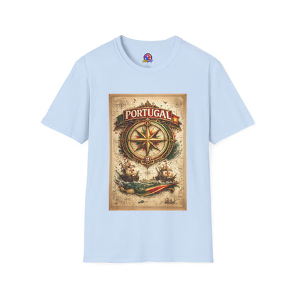 Portugal Compass T‑Shirt — Vintage Nautical Travel Tee