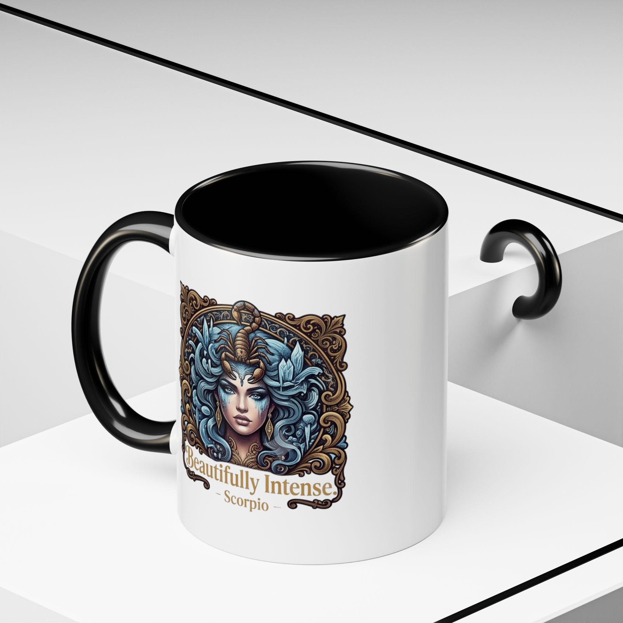Scorpio Accent Coffee Mug — "Beautifully Intense" Zodiac Design (11/15oz)