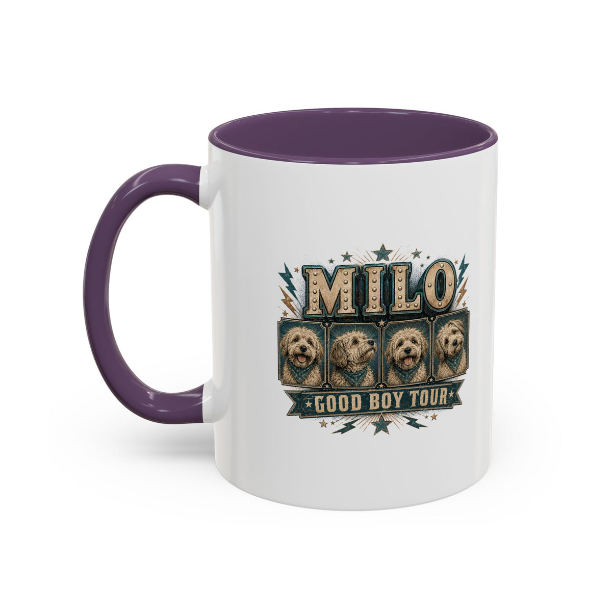 Milo Bailey Dog Dad Mom Milo 'Good Boy Tour' Accent Coffee Mug — Personalized Dog Lover Gift