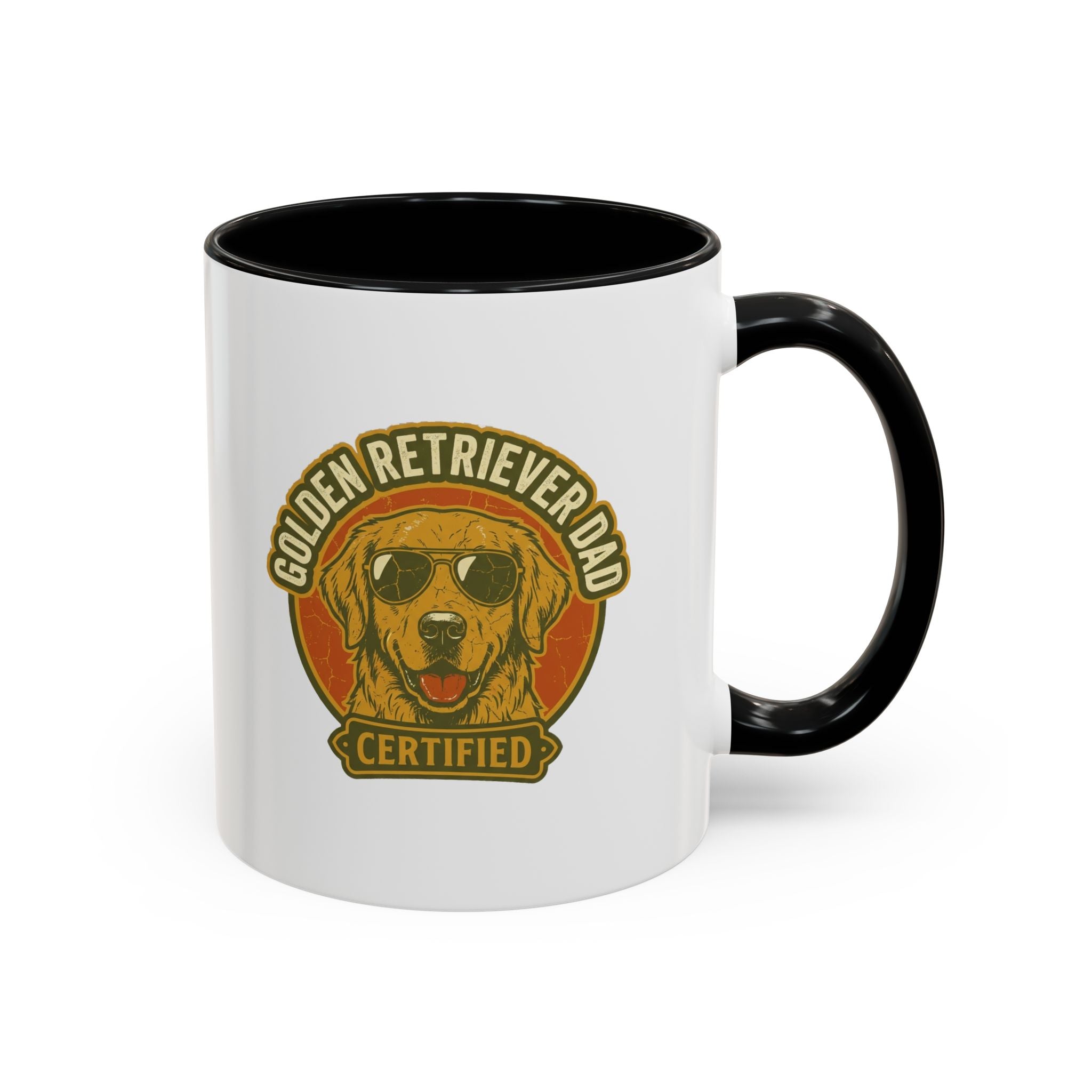 Funny Golden Retriever Dad Coffee Mug — "Certified" Dog Dad Accent Mug