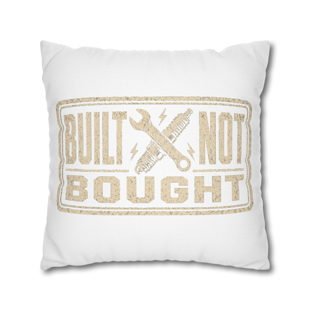 Built Not Bought Pillowcase Milo Bailey Dog Dad Mom — Rustic Mechanic Accent Pillow