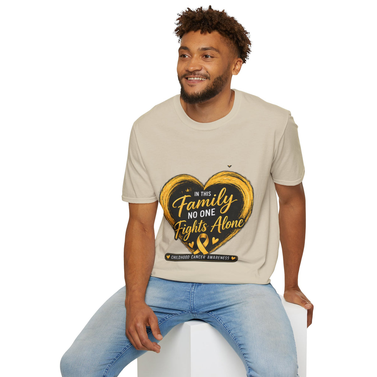 Childhood Cancer Awareness T-Shirt — "In This Family No One Fights Alone"