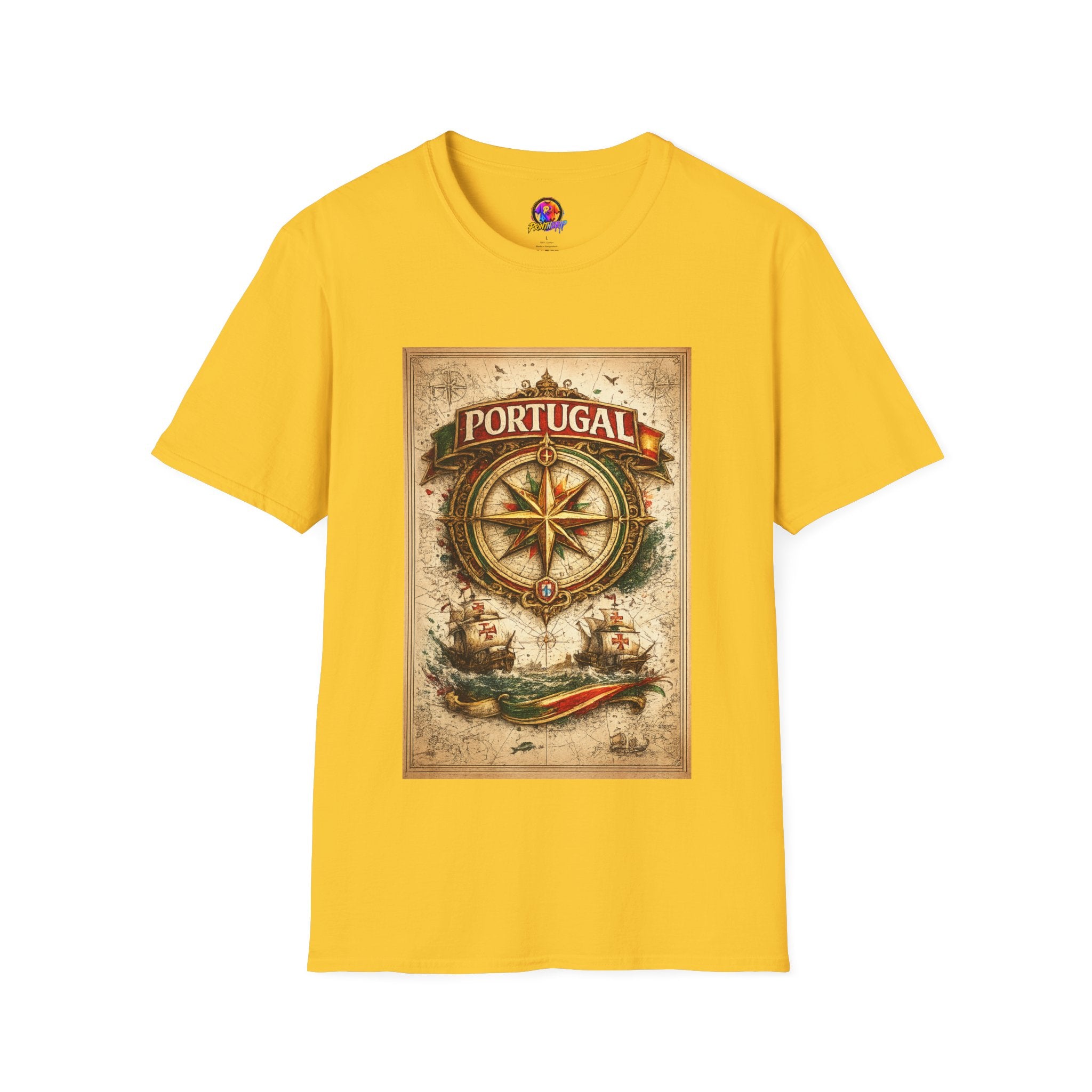 Portugal Compass T‑Shirt — Vintage Nautical Travel Tee