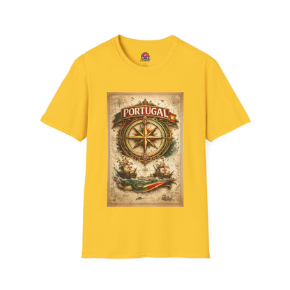 Portugal Compass T‑Shirt — Vintage Nautical Travel Tee