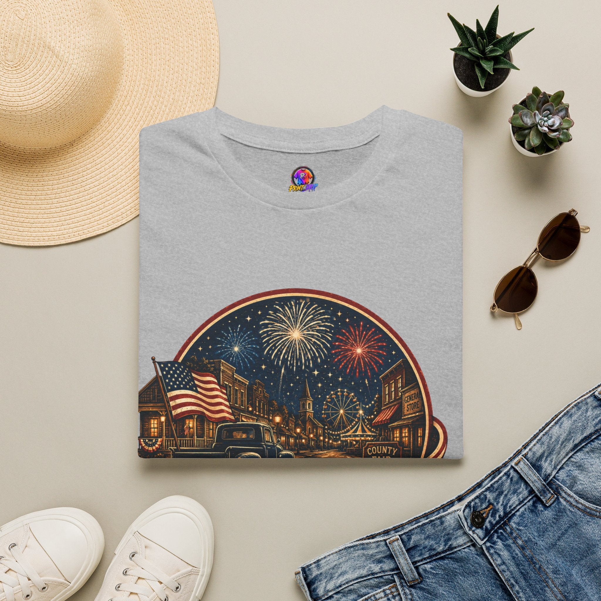Small Town Big Freedom T-Shirt — Patriotic 4th of July Fireworks Tee