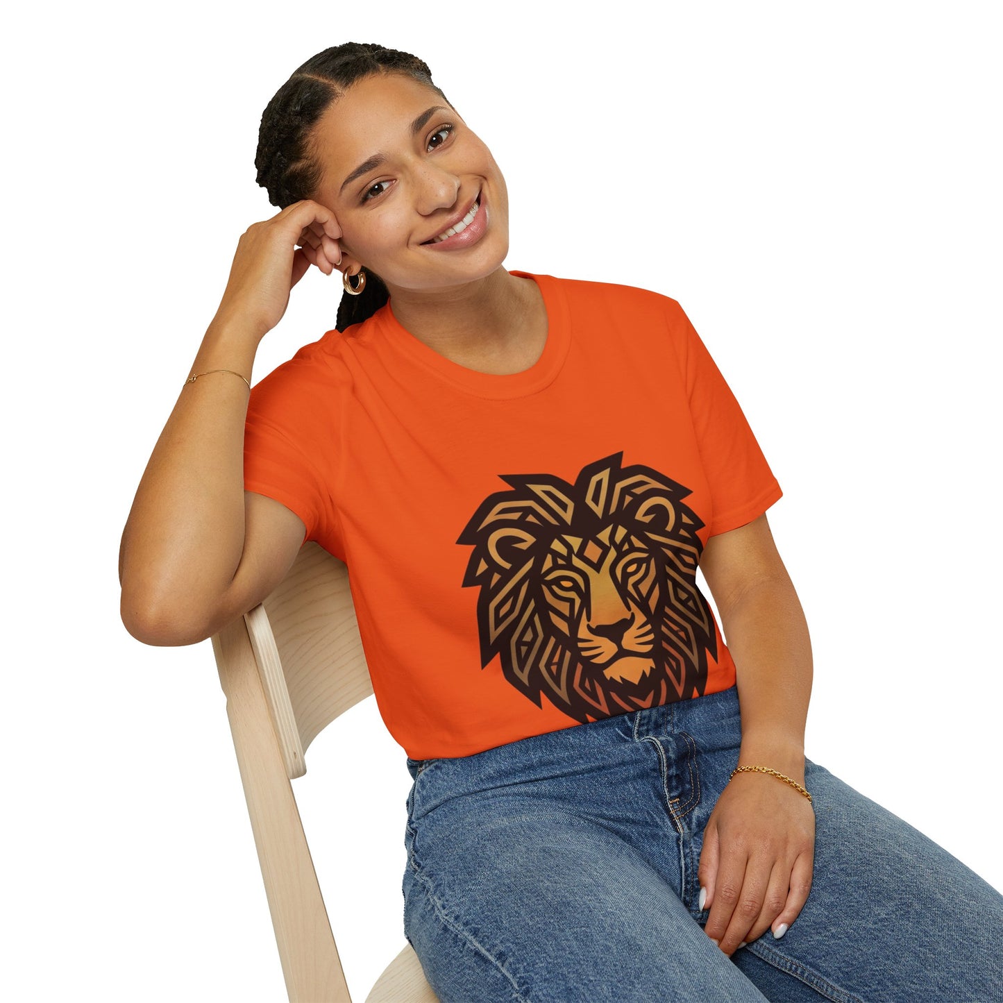 Lion Head T-Shirt — Geometric Tribal Lion Graphic Tee