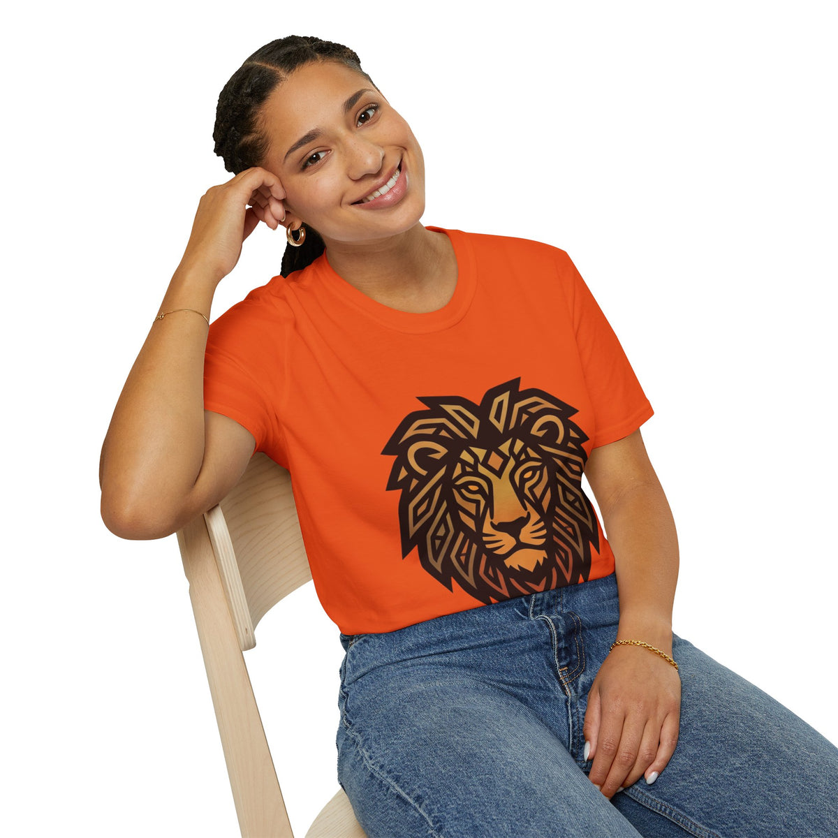 Leo Zodiac Lion Head T-Shirt — Geometric Tribal Lion Graphic Tee