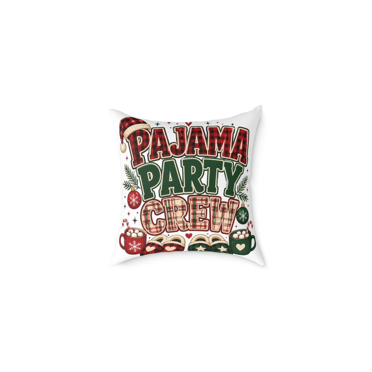 Christmas Pillow — Pajama Party Crew Holiday Decorative Throw Pillow