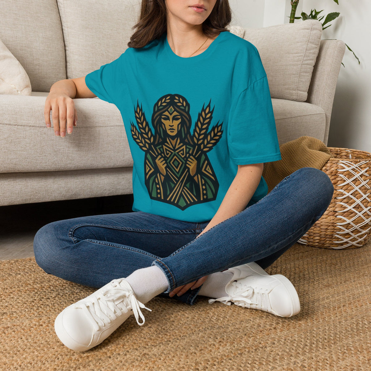 Virgo Zodiac Harvest Goddess T-Shirt — Wheat Maiden Graphic Tee