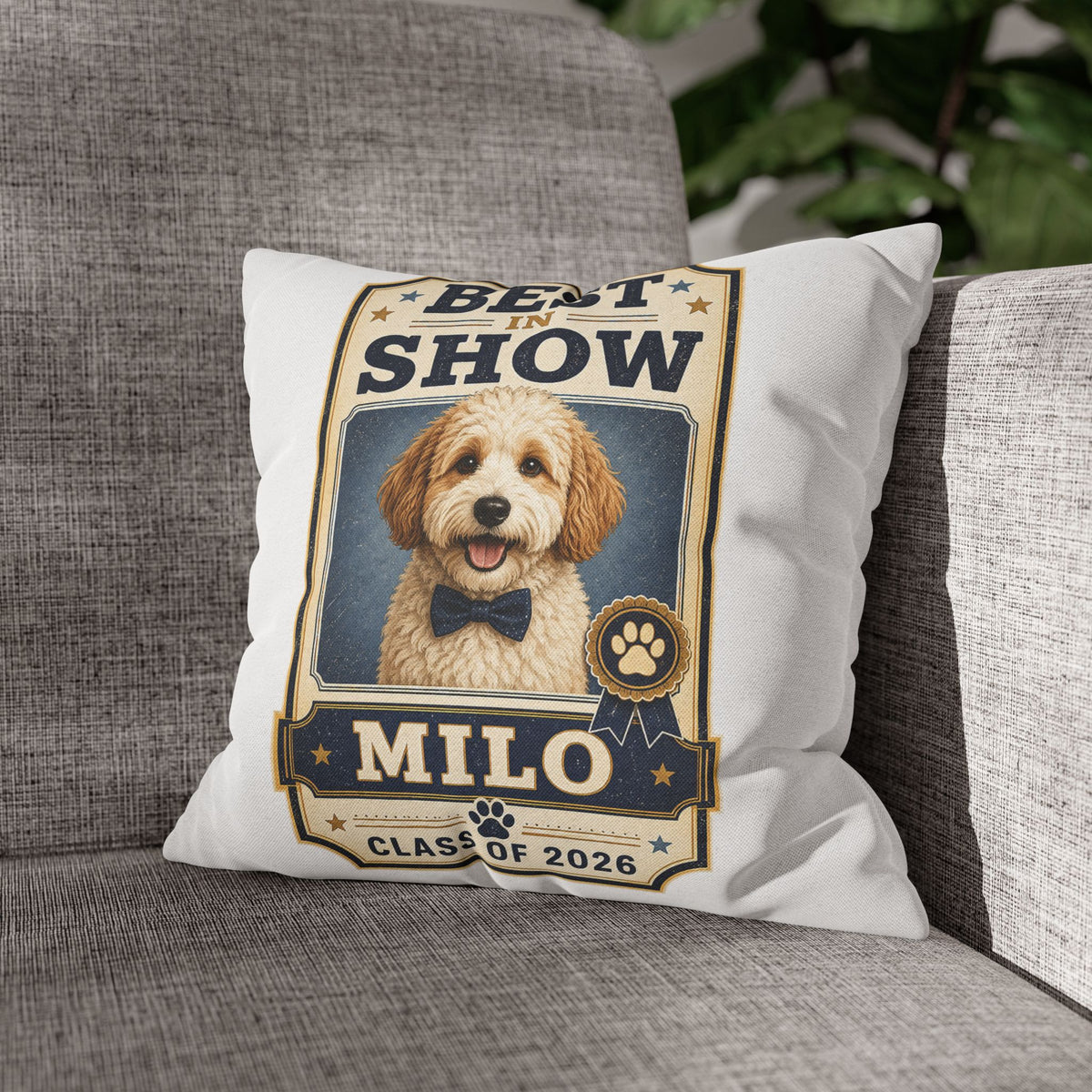 Best in Show Personalized Dog Pillowcase — "Milo" Class of 2026 Milo Bailey Dog Dad Mom