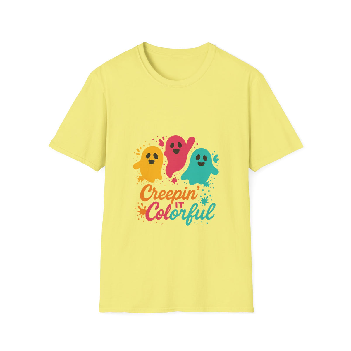 Colorful Creepin' Ghosts Tee — Cute Halloween Shirt - Trending Now - October 2026