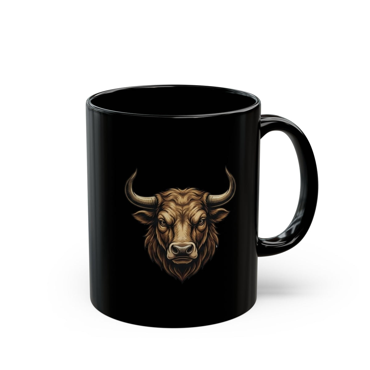 Taurus  Highland Bull Head Black Mug — Rustic Farmhouse Coffee Cup