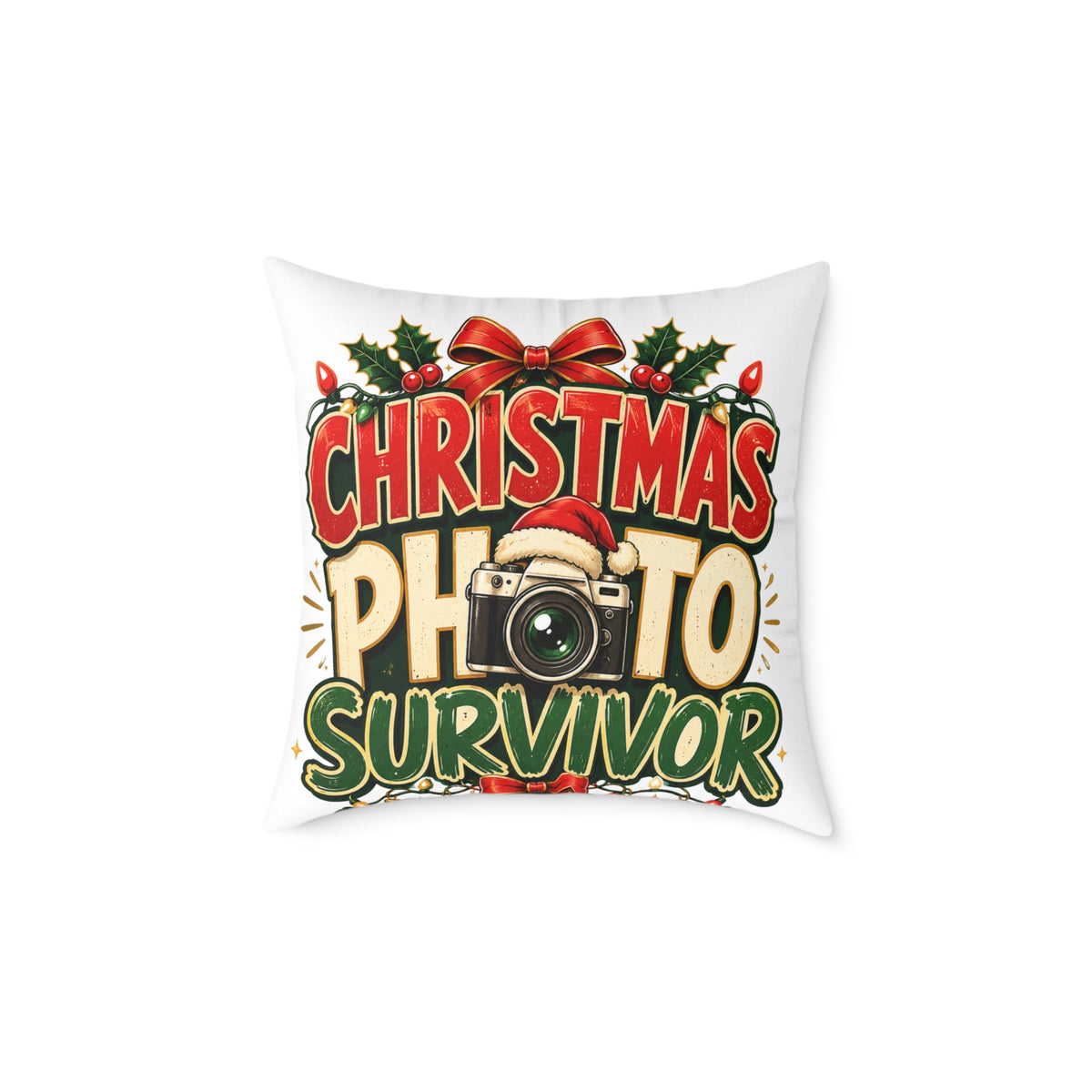 Christmas Photo Survivor Pillow — Holiday Camera Photographer Gift