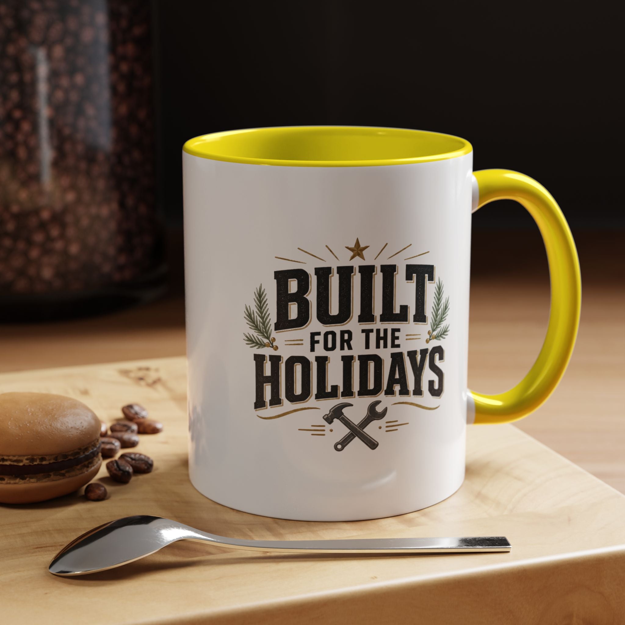 Christmas Built for the Holidays Accent Coffee Mug – Holiday Workshop Coffee Cup