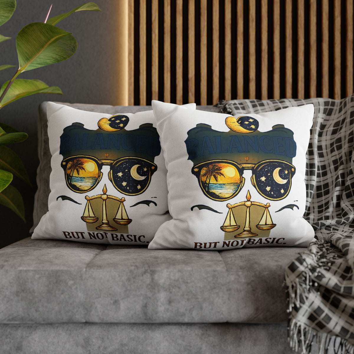 Libra Zodiac Balance But Not Basic Spun Polyester Square Pillowcase