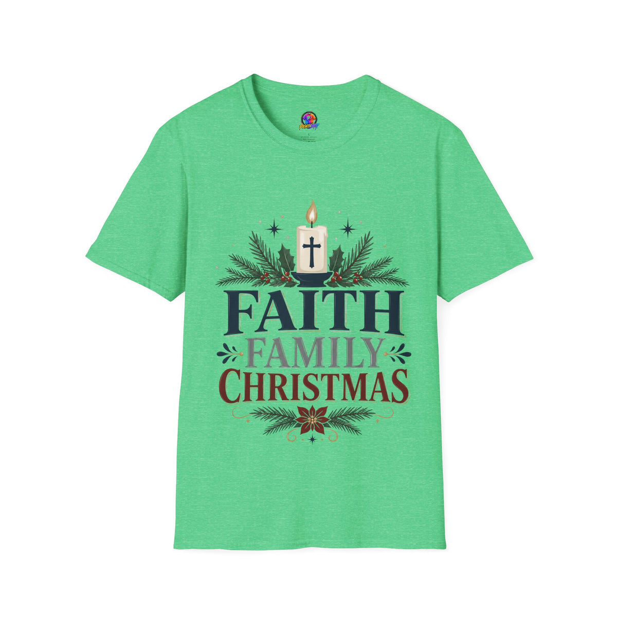 Christmas Faith T-Shirt — "Faith, Family, Christmas" Religious Holiday Tee