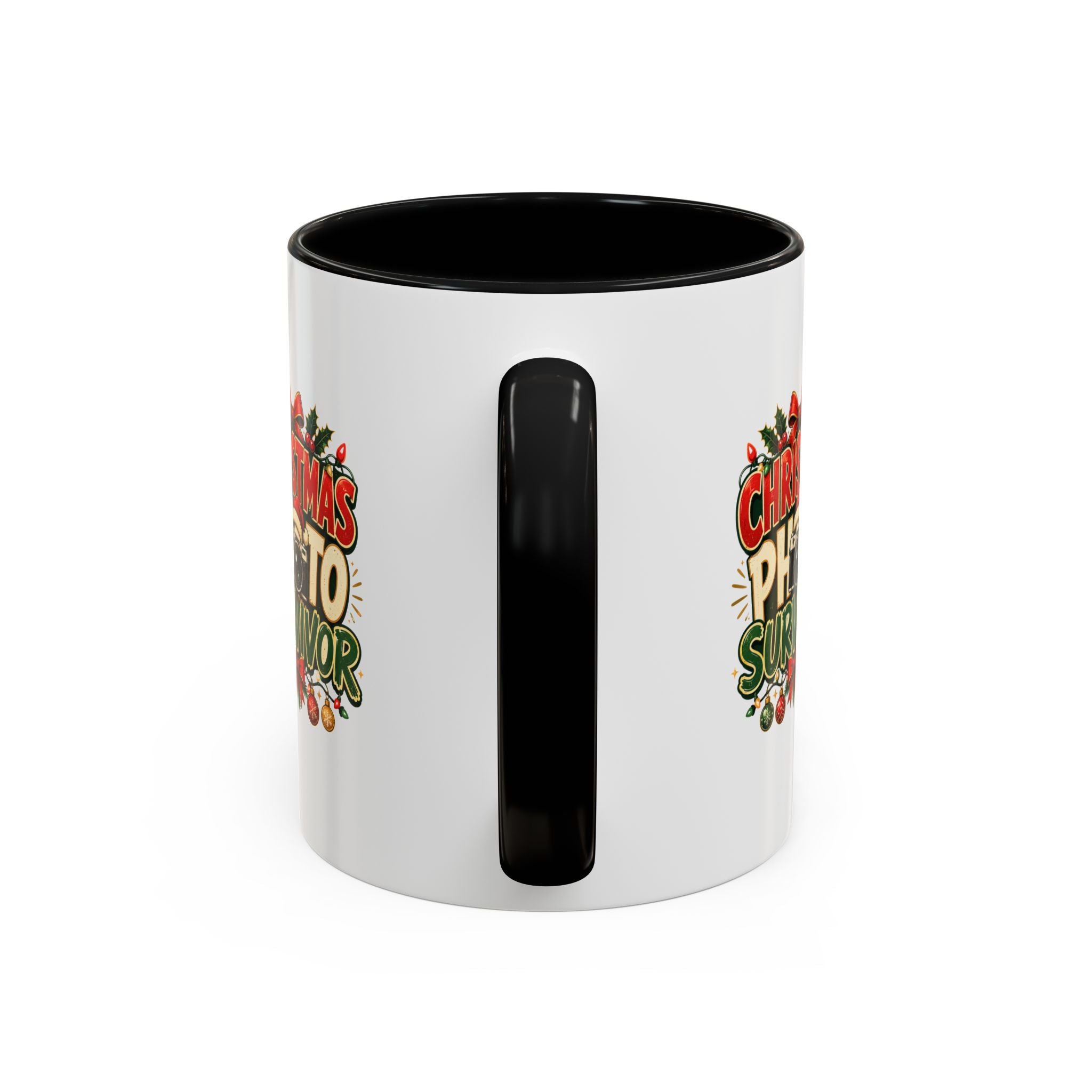 Christmas Photo Survivor Accent Coffee Mug — Holiday Photographer Gift
