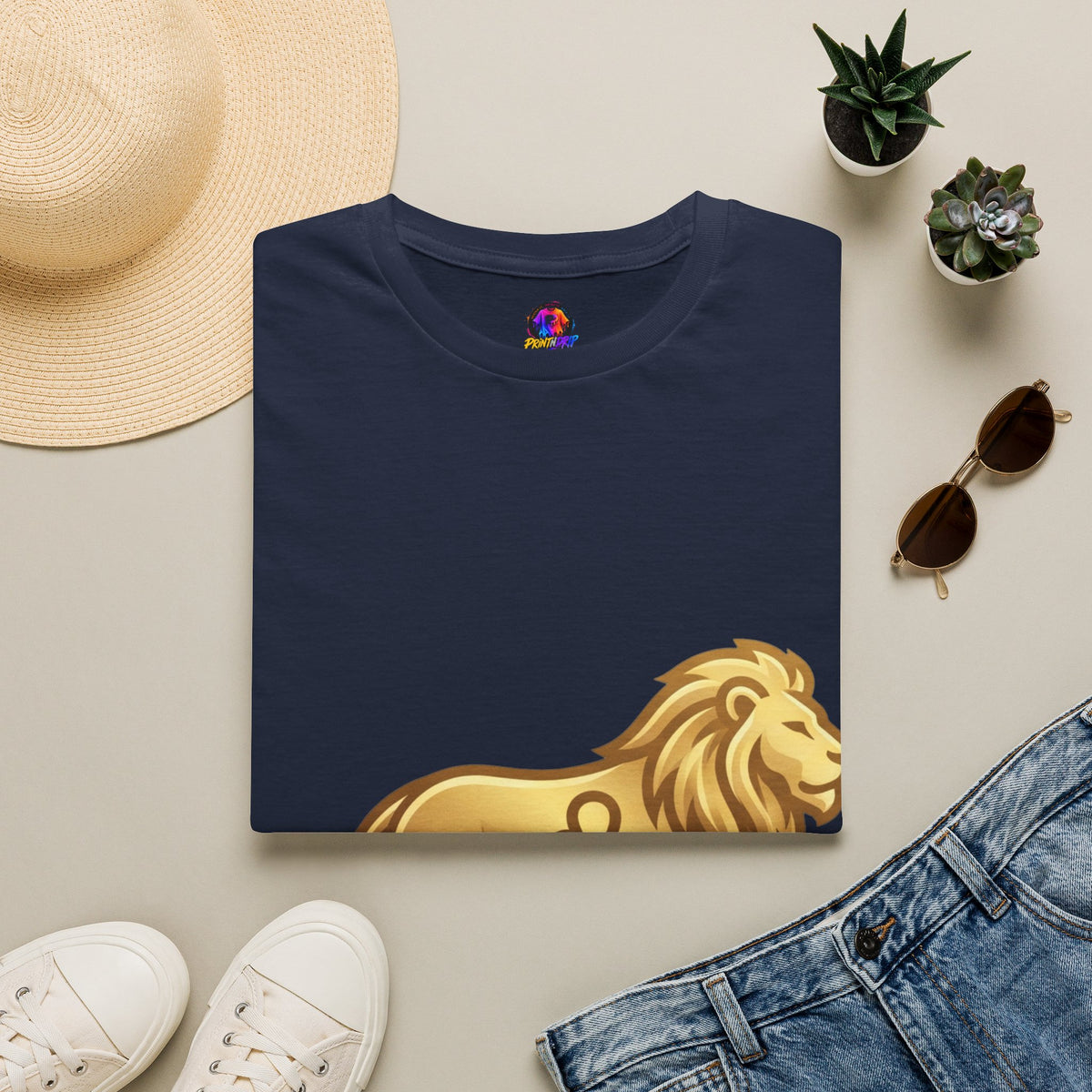 Leo Zodiac Lion T-Shirt — Gold Astrology Tee for Leo Birthdays & Zodiac Fans
