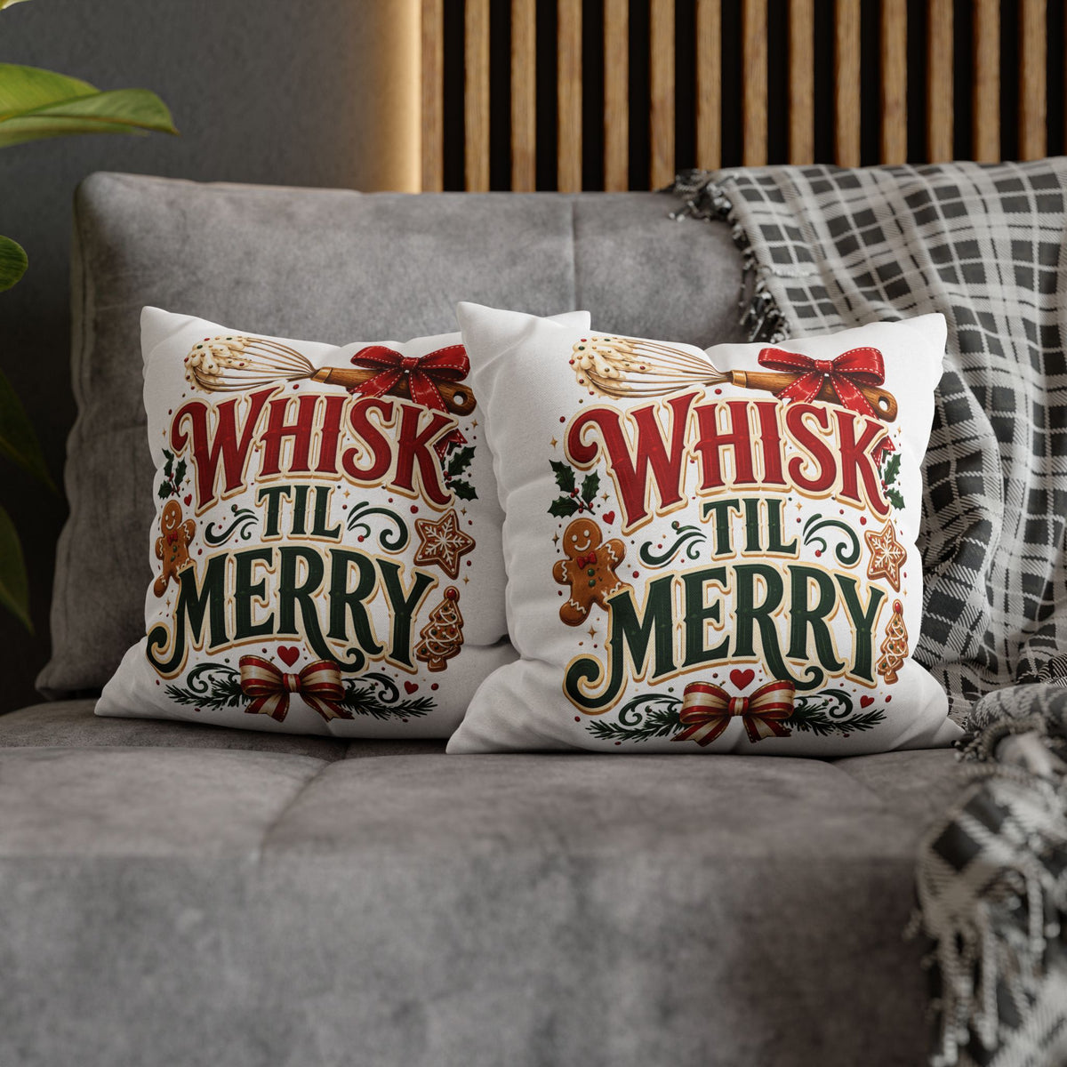Christmas Whisk 'Til Merry Christmas Pillowcase Spun Square Pillowcase