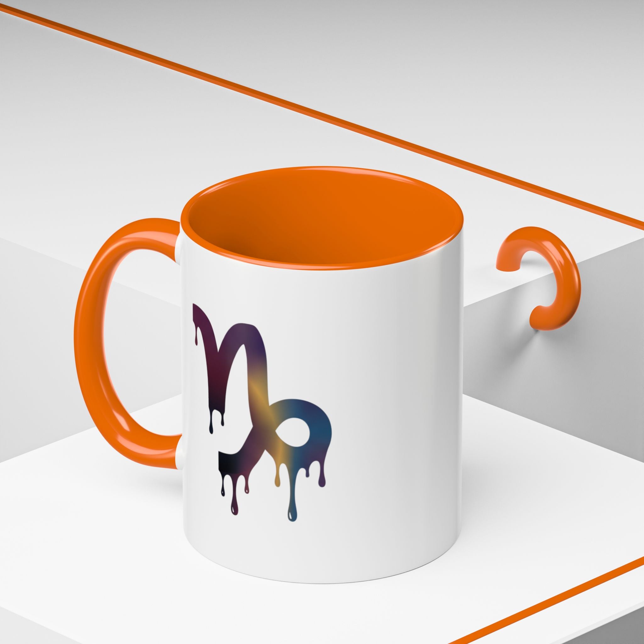 Capricorn Drip Accent Coffee Mug — Zodiac Symbol Gradient