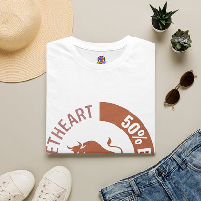 Bull Percentage Graphic T-Shirt — "50% Bull, 50% Sweetheart" Casual Tee