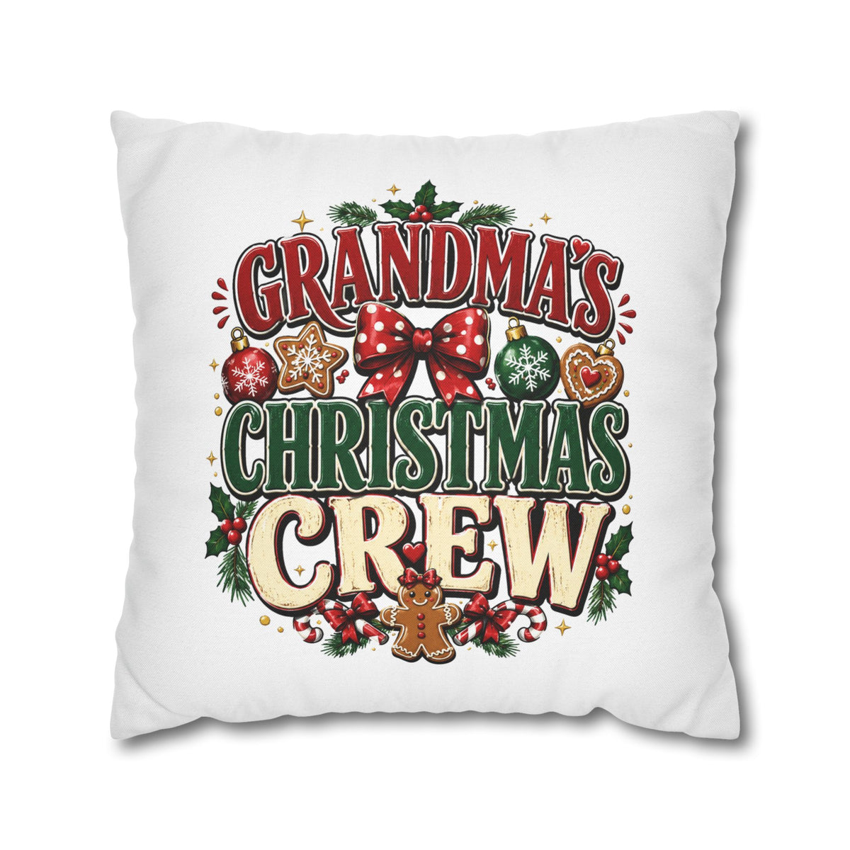 Grandma's Christmas Crew Holiday Pillowcase — Festive Family Decor