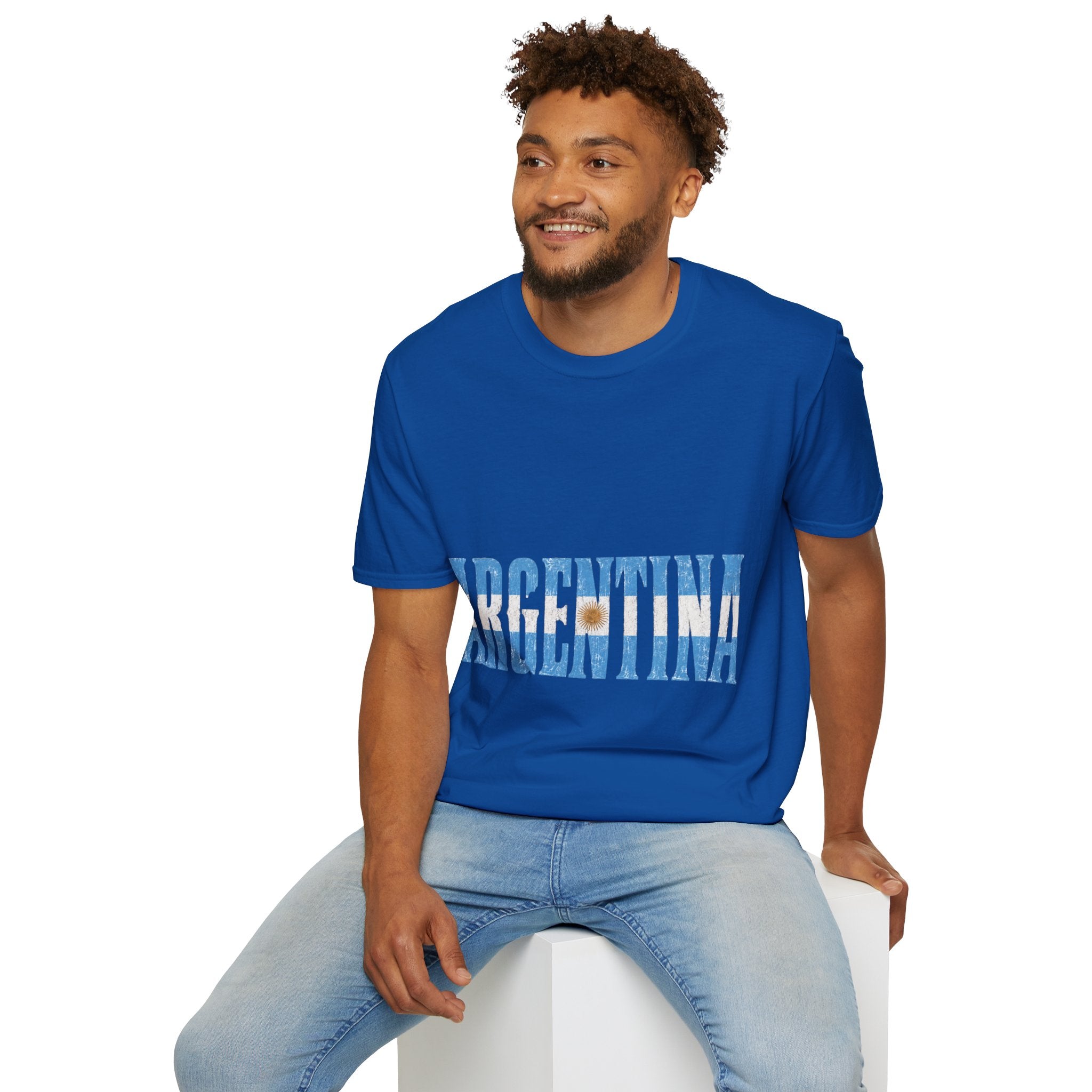 Argentina Beach Vibes T-Shirt — Distressed Blue "ARGENTINA" Graphic