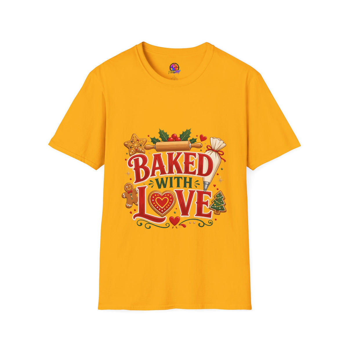 Baked With Love T-Shirt — Holiday Baking Christmas Cookie Chef Tee