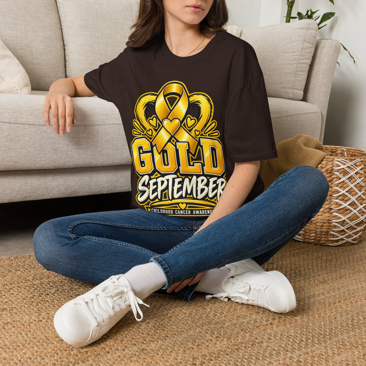 Gold September T-Shirt — Childhood Cancer Awareness Ribbon Tee