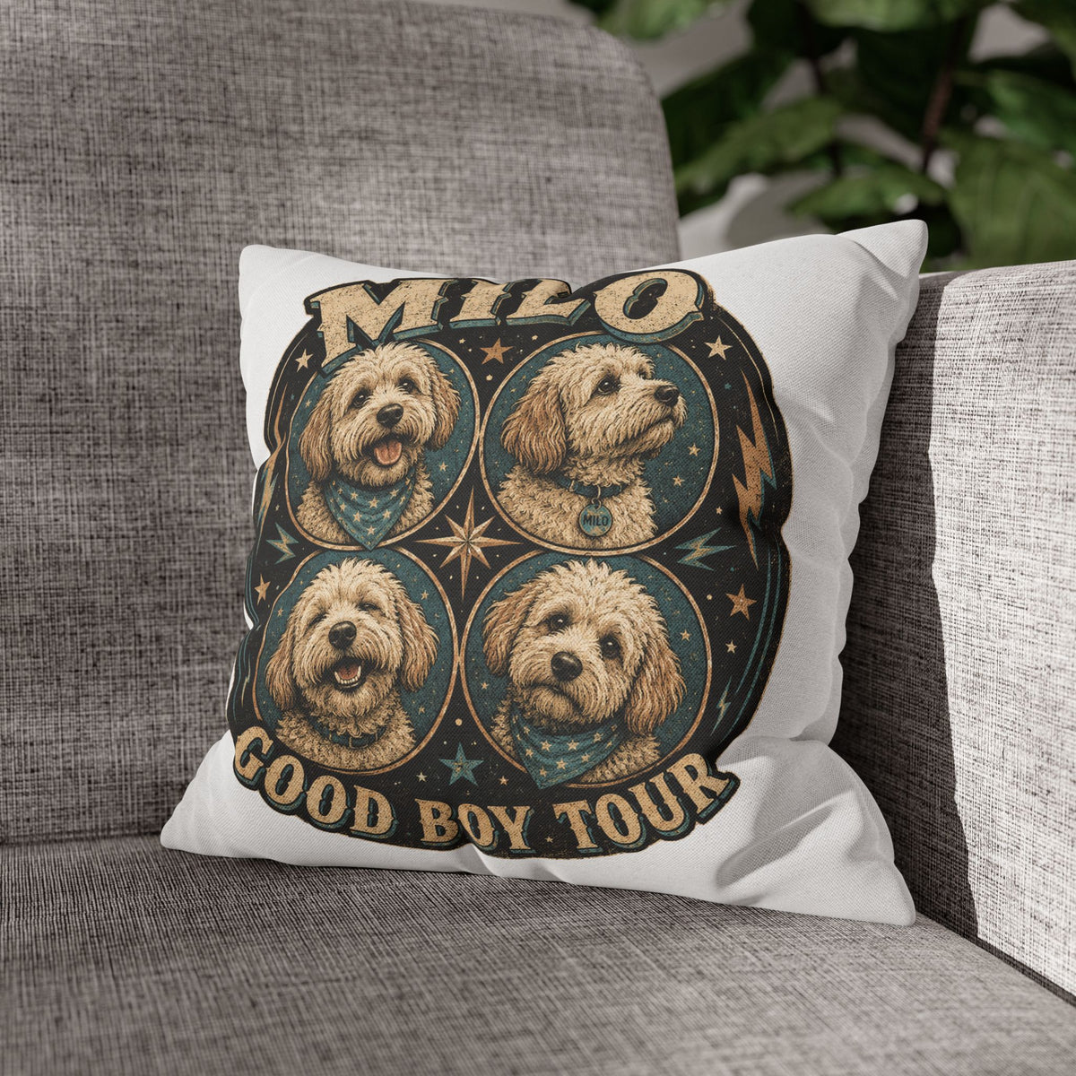 Milo "Good Boy Tour" Decorative Pillowcase Milo Bailey Dog Dad Mom