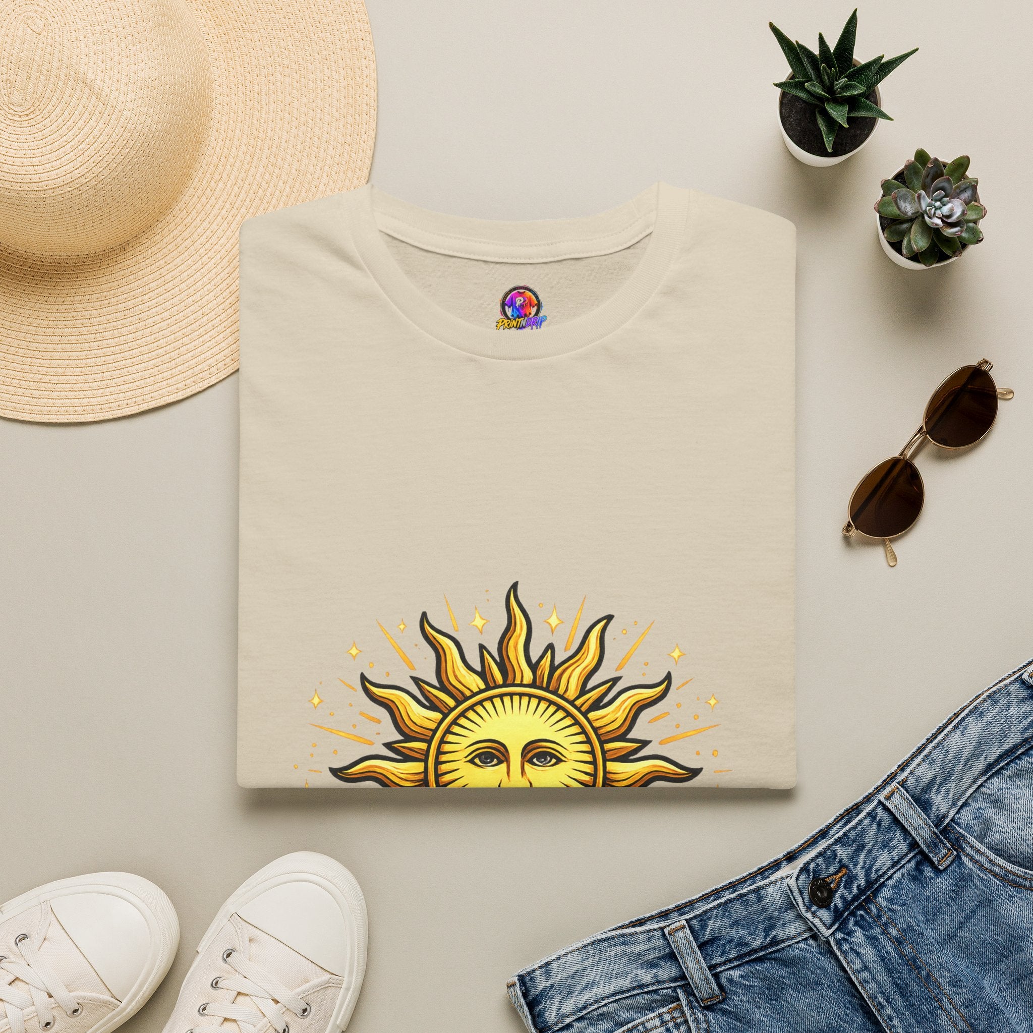 Argentina Sun Face Soccer T-Shirt — Retro Celestial Football Tee
