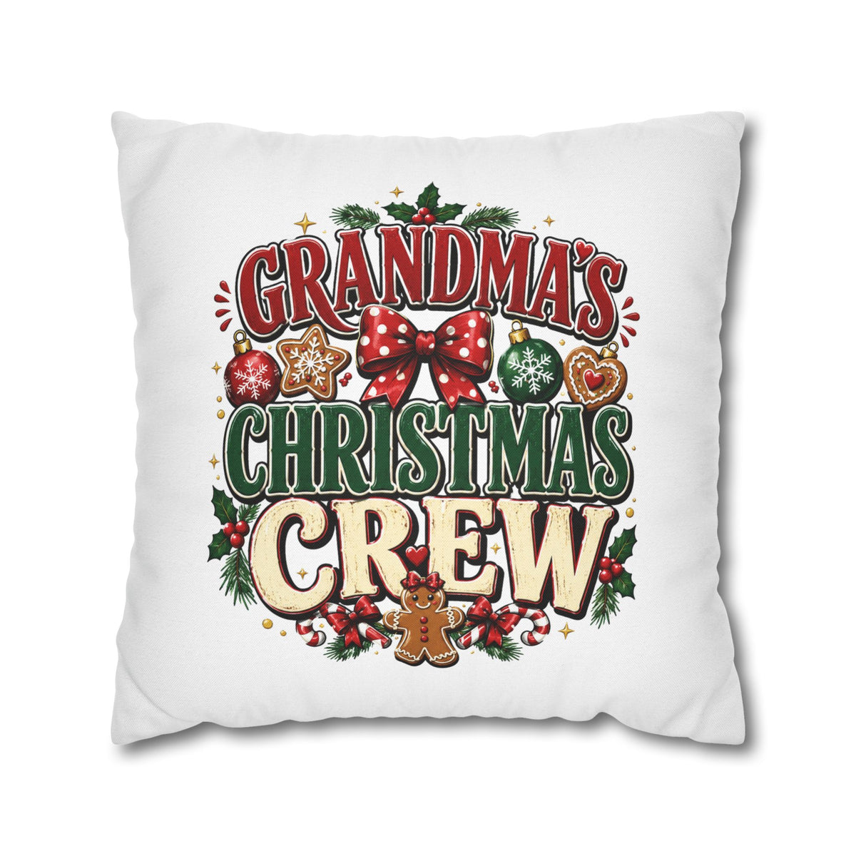 Grandma's Christmas Crew Holiday Pillowcase — Festive Family Decor
