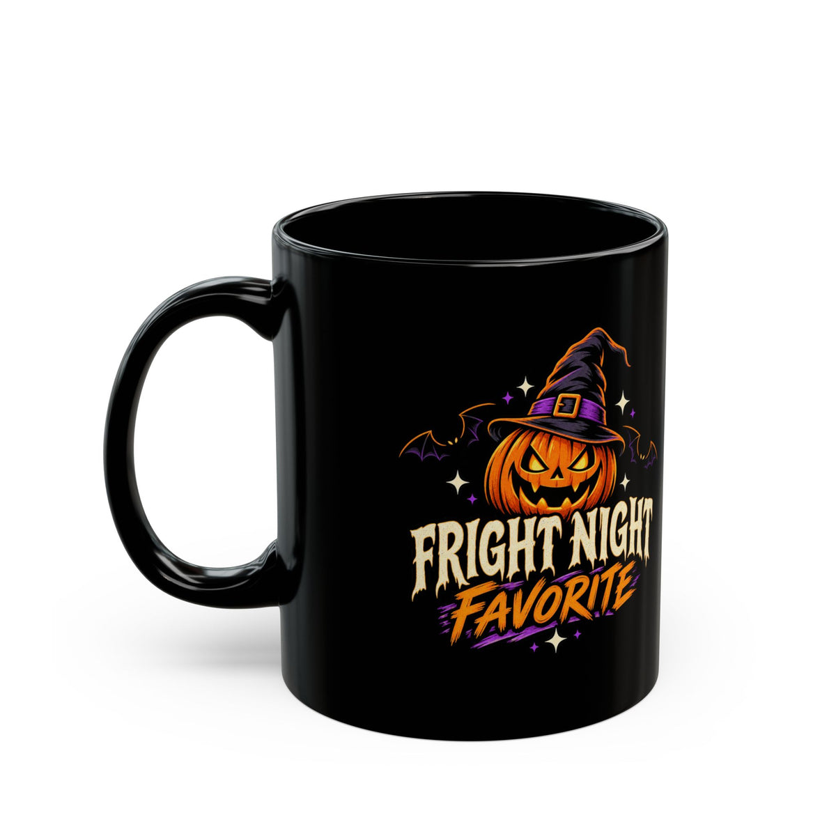 Halloween Pumpkin Mug — "Fright Night Favorite" Black Coffee Cup (11oz, 15oz)