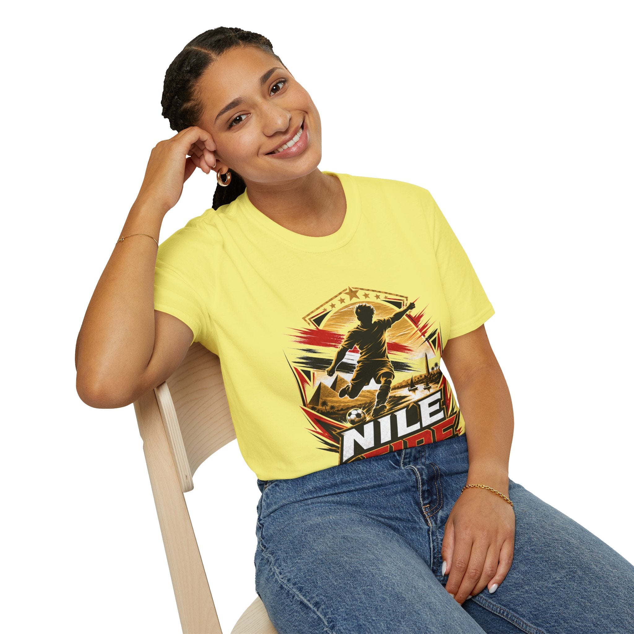 Egypt Soccer Player Nile Fire Graphic T-Shirt — Retro Athletic Team Tee