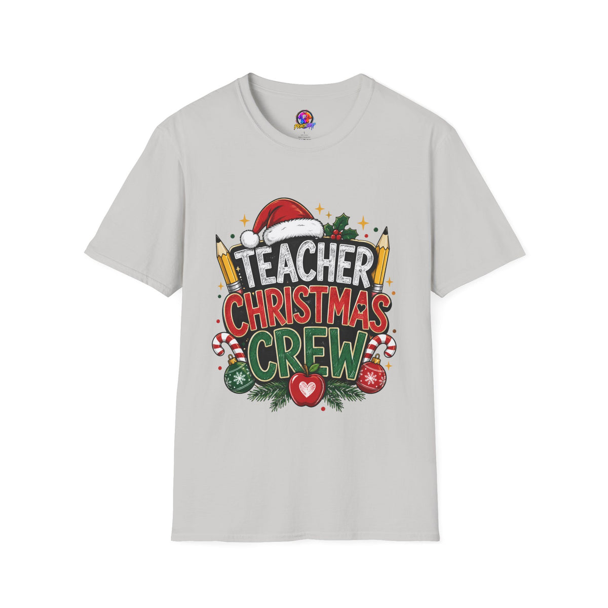 Teacher Christmas Crew T-Shirt — Holiday School Staff Tee with Santa Hat & Pencils